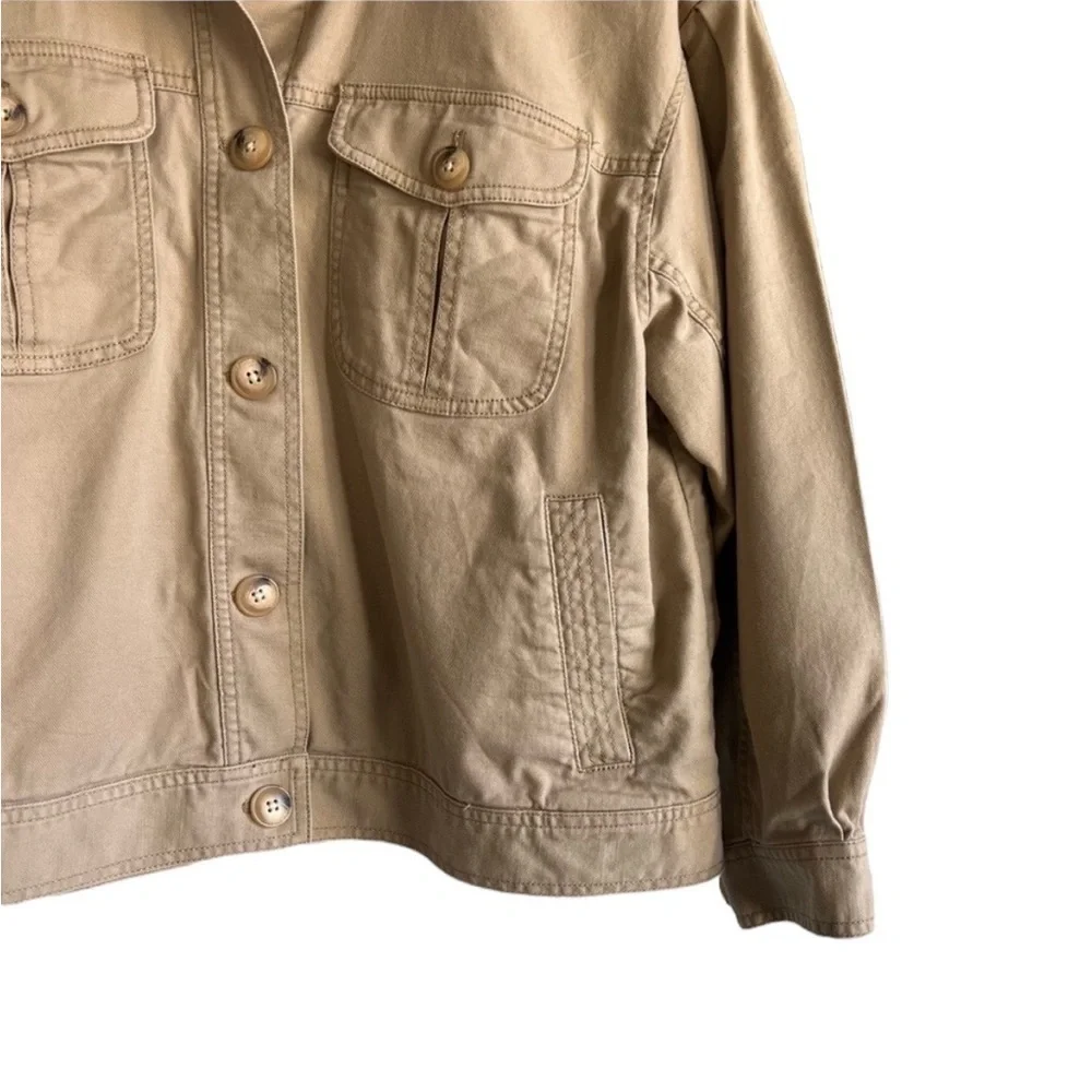 MADEWELL Pleat-Sleeve Military Jacket in Tan Size XS
